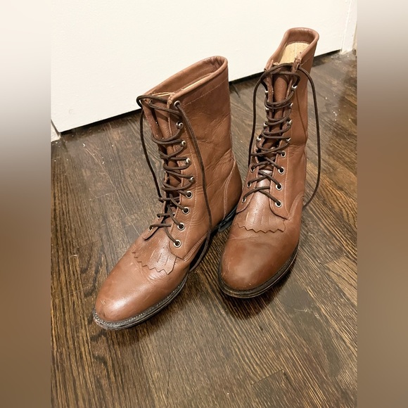 Vintage Justin’s leather lace-up boots size 8 women - Picture 3 of 11